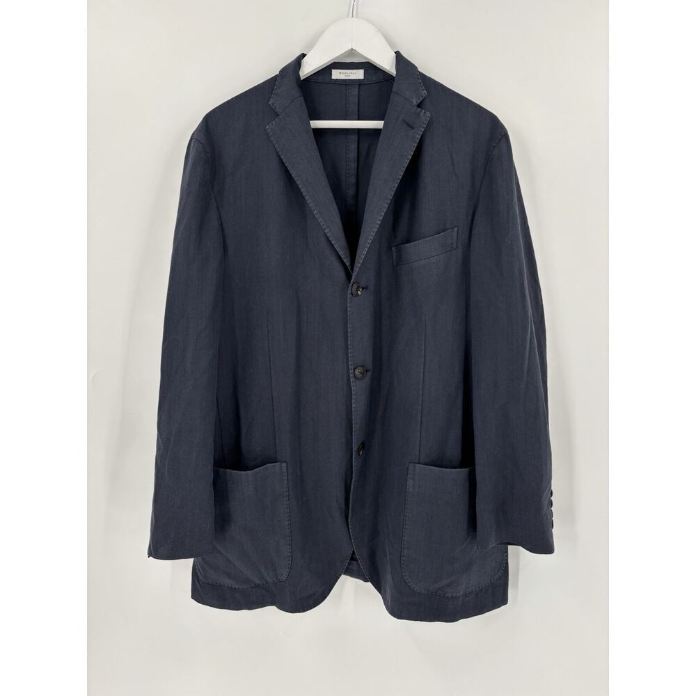 Boglioli Suit Jacket Mens 56 Blue 100% Wool Lightweight Pockets Three-Button